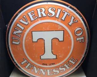 79 - Round Distressed Metal UT Sign
Sign measuring 23 1/2" round. Has College Brand hologram.