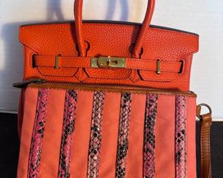 Orange Leather Handbag WVera Wang Clutch