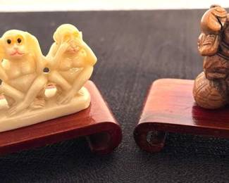 Antique Japanese Netsuke Hear, Speak, See No Evil A Man