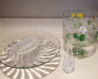 Beautiful Glass Cake Stand Handpainted Trifle Dish