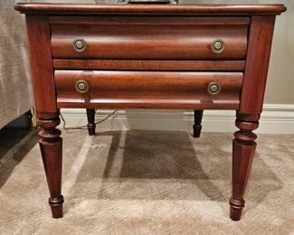 19th Century American Victorian Mahogany Nightstand with Two Drawers by Lexington Furniture 
