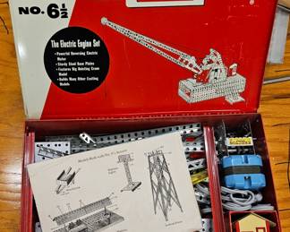 1956 Vintage Gilbert Erector Red Metal no. 6 1/2 “Electric Engine”
