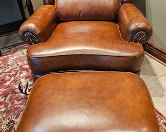 Smith Brothers Leather Chair and Ottoman 