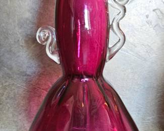 Cranberry Inferno Art Glass Vase 1998