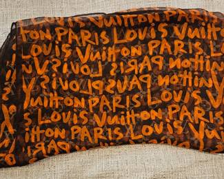 LV Monogram Graffiti Orange Silk Stephen Sprouse Scarf