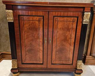 Baker Neoclassical French Empire Flame Mahogany Flip Top Server Dry Bar Buffet