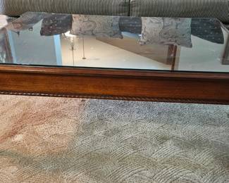 Ethan Allen 18th Century Mahogany Glass Top Coffee Table 