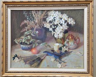 JANE LOUISE UREN SCOTT (1918-2011) PASTEL ON PAPER "White Azalea"