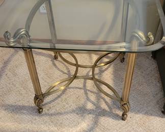 Brass End Table With Glass Top