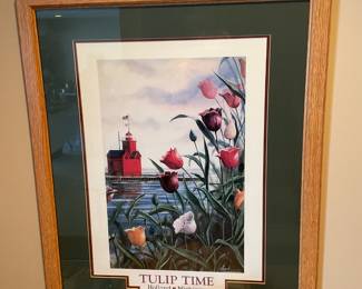 Several Tulip Time framed posters