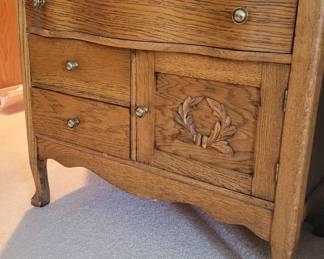 Vintage Small Dresser With Curved Top Drawer