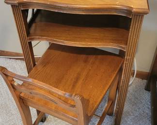 Vintage Phone Desk With Chair