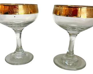 Vintage Gold Rimmed Champagne Glasses