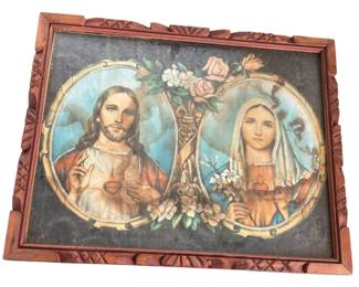 Vintage Jesus Mary Framed Art