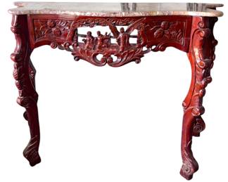 Marble Top Carved Console Table