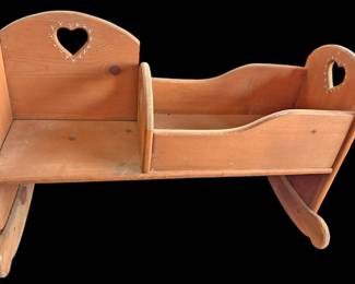Vintage Wood Doll Rocking Cradle