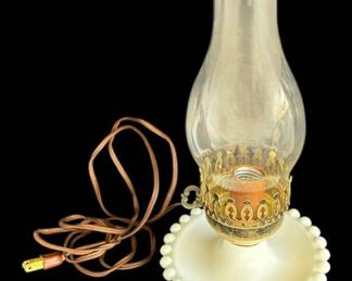 Hobnail Milk Glass Hurricane Lamp