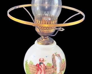 Hurricane Lamp Handpainted gold rim