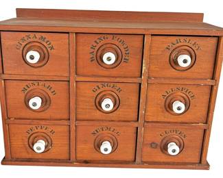 Vintage Wood Spice Cabinet