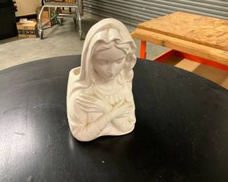 Porcelain Bisque Bust of the Virgin Mary Planter