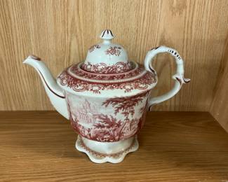 Burton & Burton Red Toile Teapot
