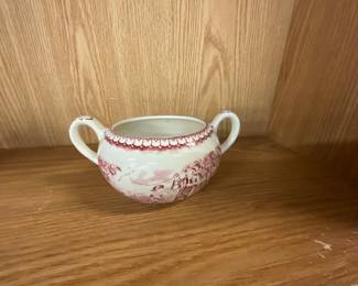 Homer Laughlin Red Transferware Sugar Bowl