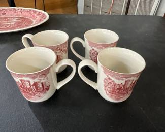 Johnson Bros Old Britain Castles Red Coffee Cups