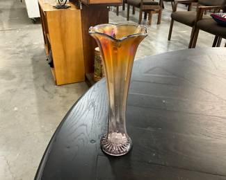 Iridescent Marigold to Clear Glass Vase 