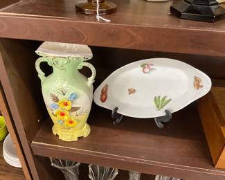 Ornate Flower Vase & Vegetable Dish