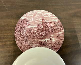Cursley Red Transferware Salad Plates
