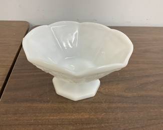1960' s Anchor Hocking Milk Glass Pedestal Bowl