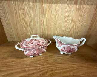 Johnson Brothers Old Britain Castles Red Cream & Covered Sugar