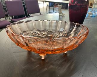 Pink Depression Glass Footed Centerpiece Bowl
