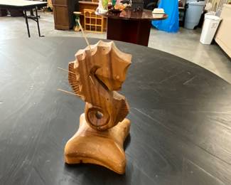Wood Seahorse Figure