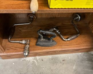 Manual Hand Drill & Cast Iron Flat Iron