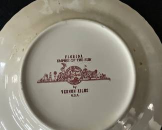 Vernon Kilns Florida Empire of the Sun Plate Red Transferware