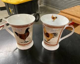 Pimpernel Porcelain Mugs w/Chicken-Rooster Design