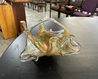 Amber Art Murano Glass Basket/Bowl