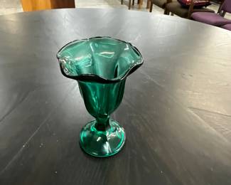 Anchor Hocking Green Glass Tulip Sundae Ice Cream Glass
