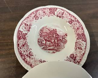 Homer Laughlin Historical America Red Saucer Plates