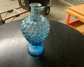 Blue Bubble Glass Ginie Bottle Vase