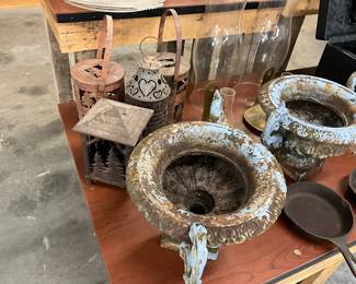 Various Cast Iron, Glass & Metal Items