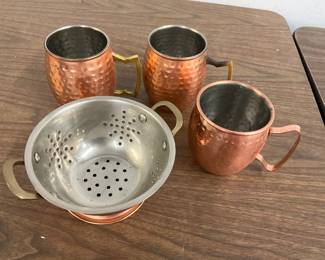 Copper Cups & Strainer