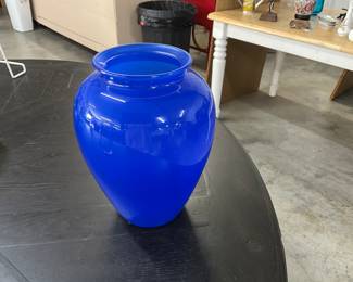 Blue Bulb Glass Vase