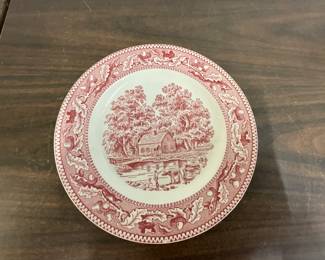 Homer Laughlin Currier & Ives Red Plate