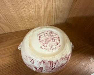 Homer Laughlin Red Transferware Sugar Bowl