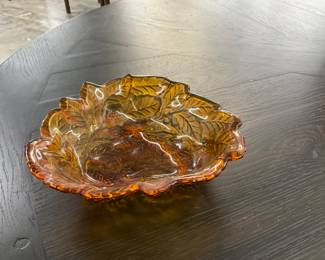 Indiana Glass Amber Iridescent Loganberry Bowl 1970's