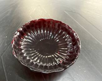Ruby Red Glass Candy Dish Bowl
