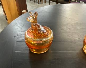 Marigold Glass Scotty Dog Trinket / Powder Dish