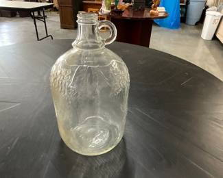 Clear Glass Grape Design Wine Jug